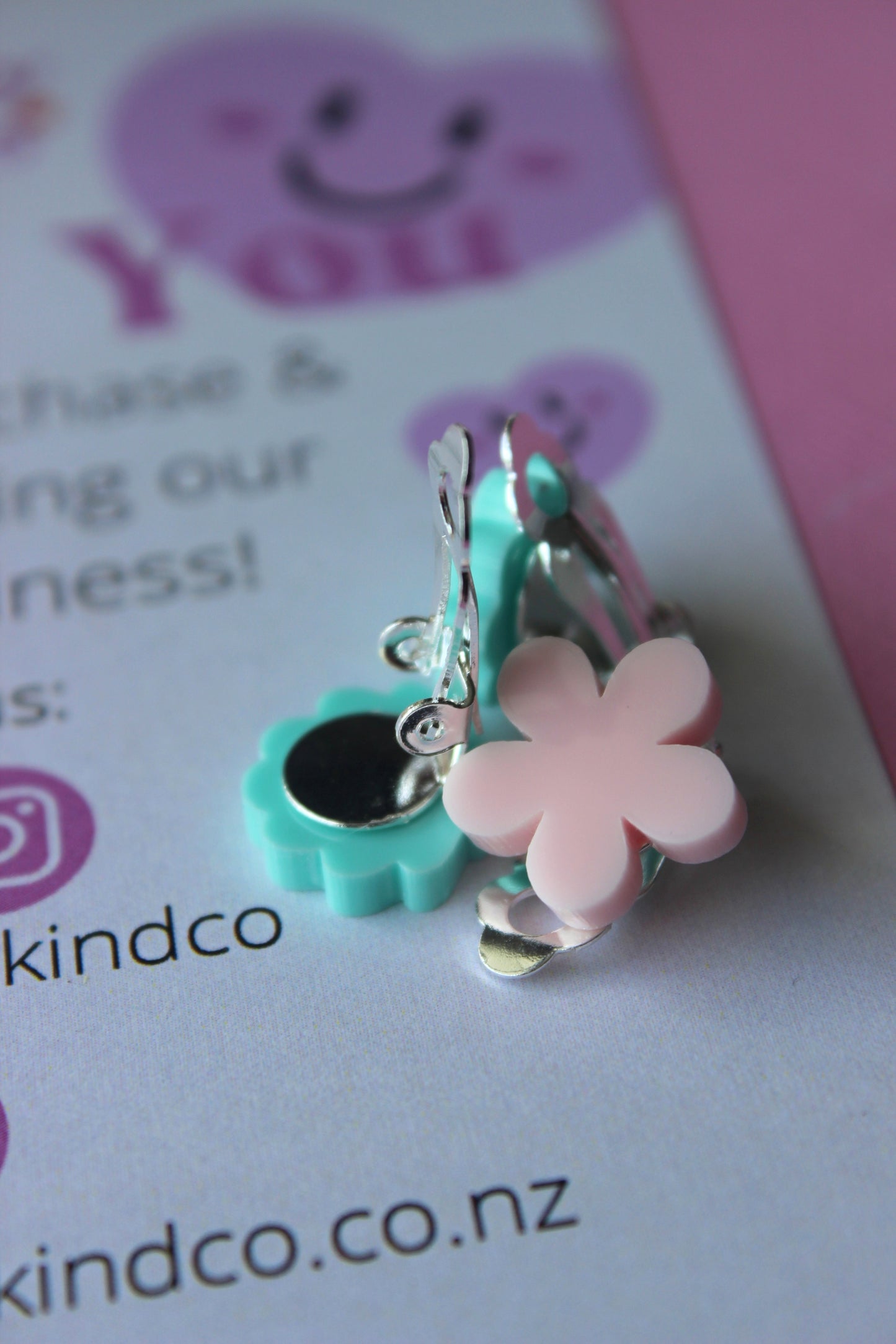 Aqua Clam Clip On Earrings