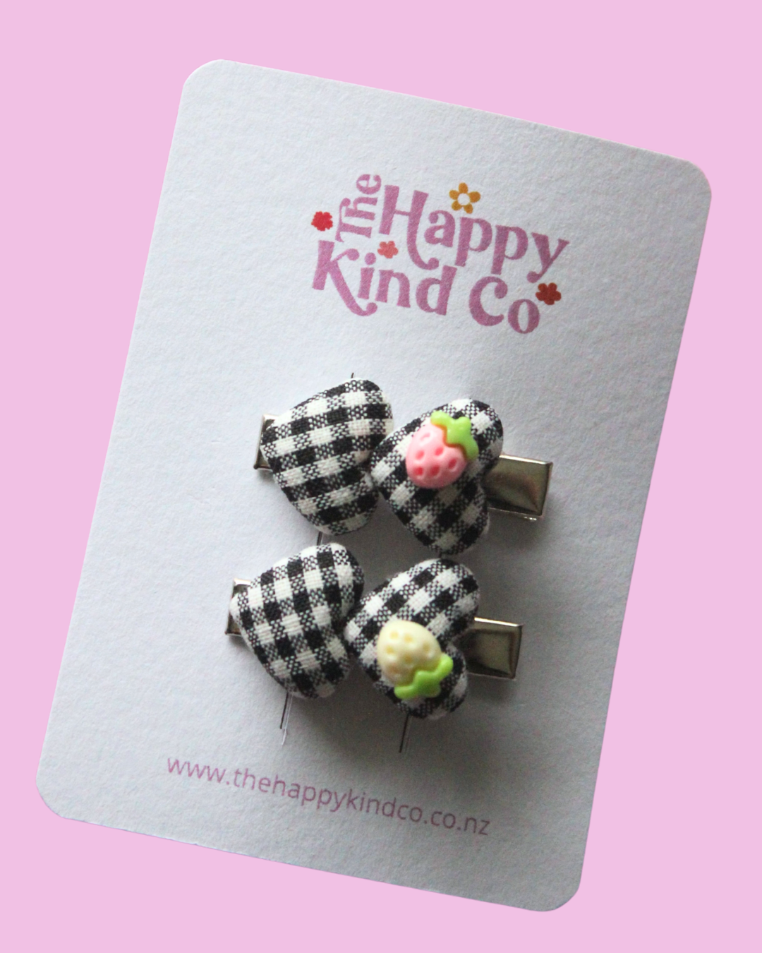 Gingham Berry Heart Stopper Clips