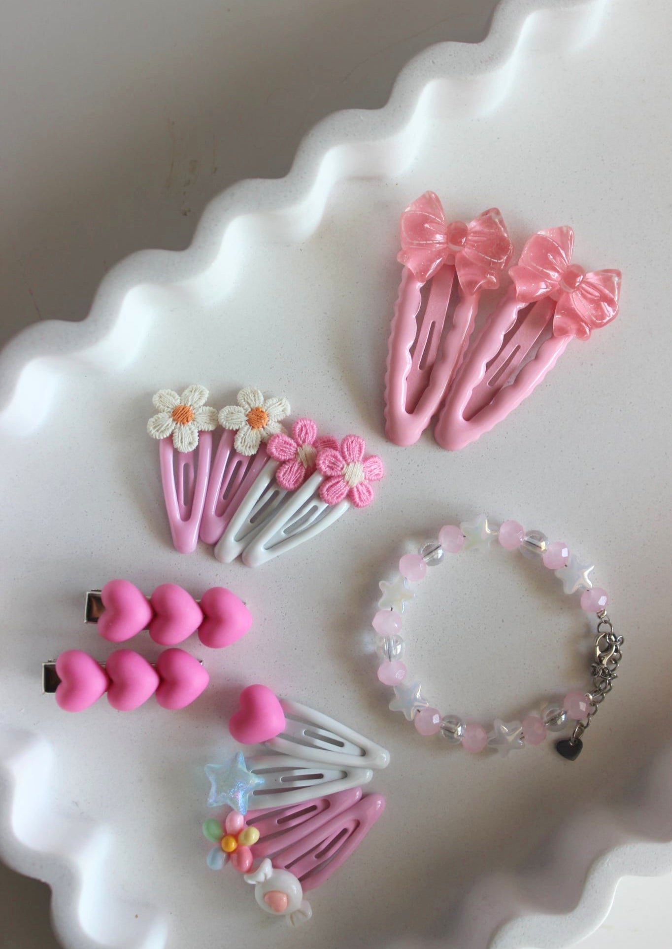 Peachy Pink Bow Clips