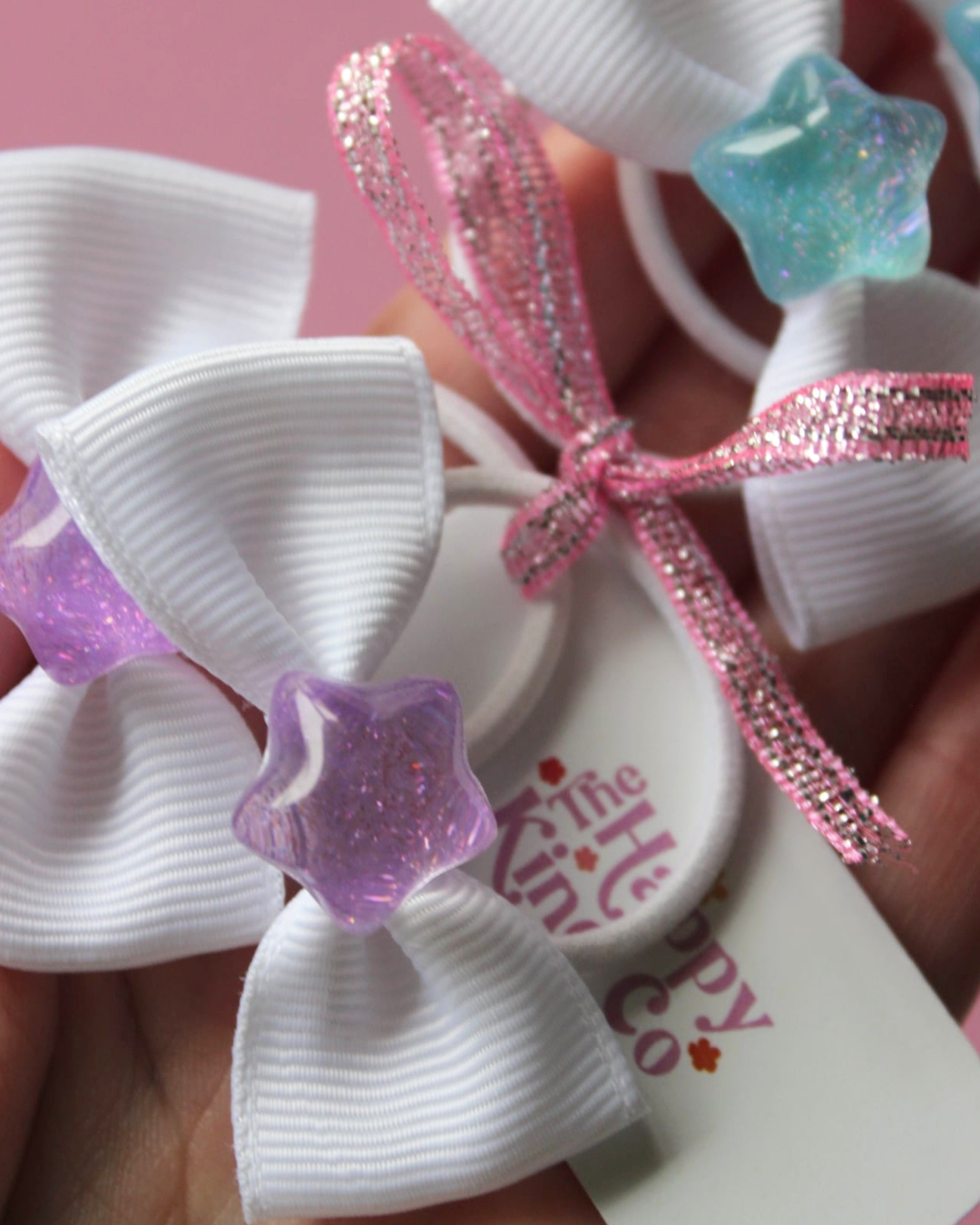 Star Struck Bow Hair Ties - Amethyst