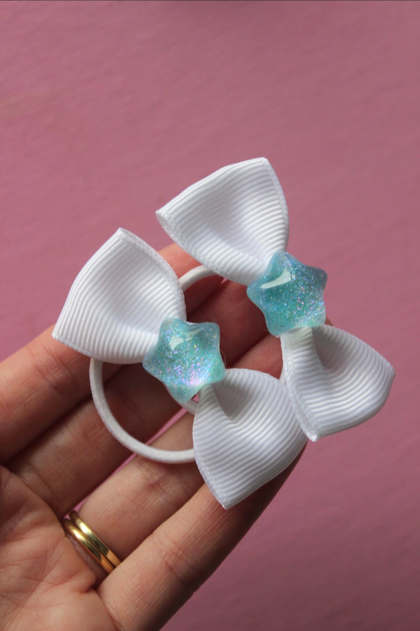 Star Struck Bow Hair Ties - Blue Topaz