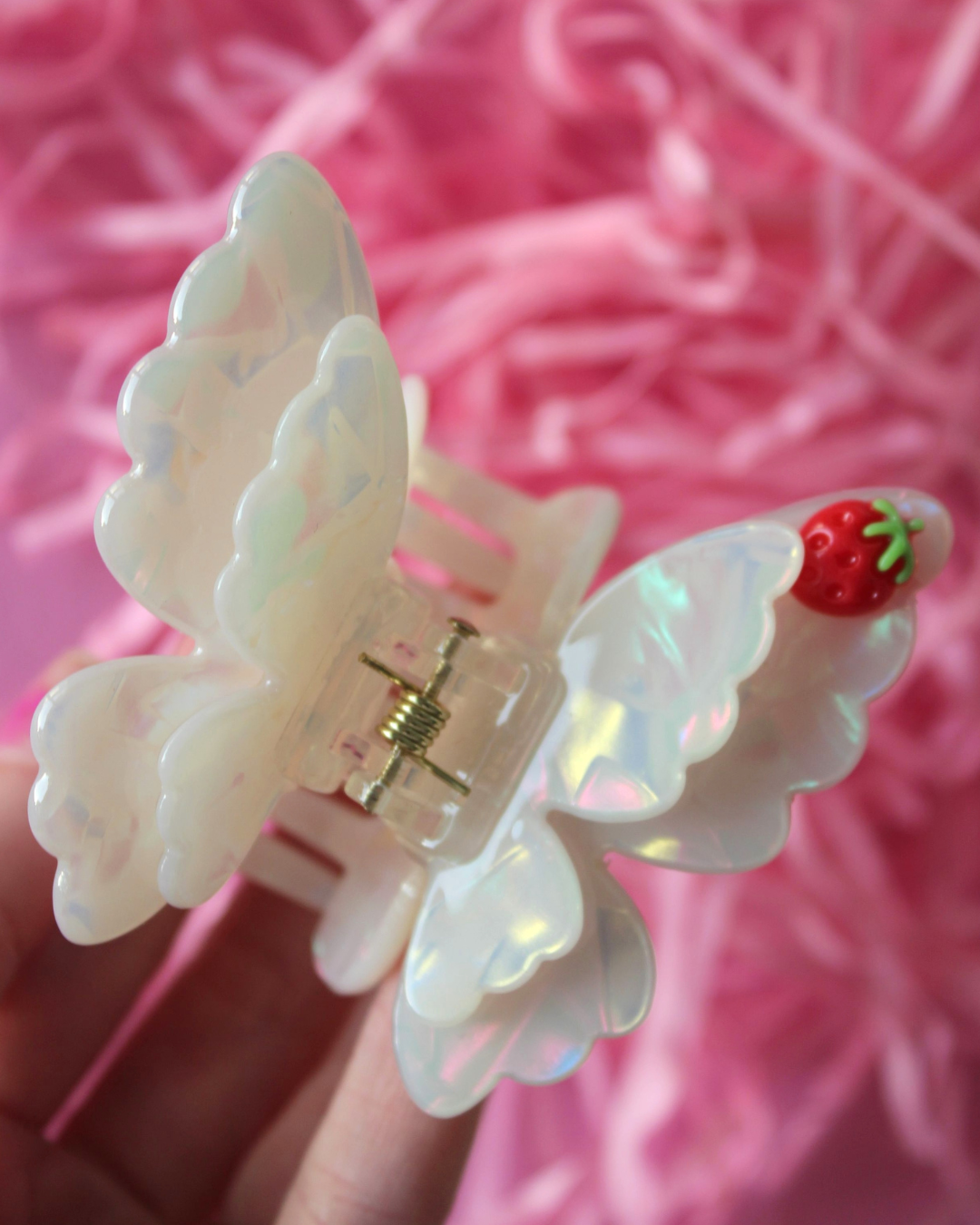 Pearly Summer Butterfly Claw Clip - Snow