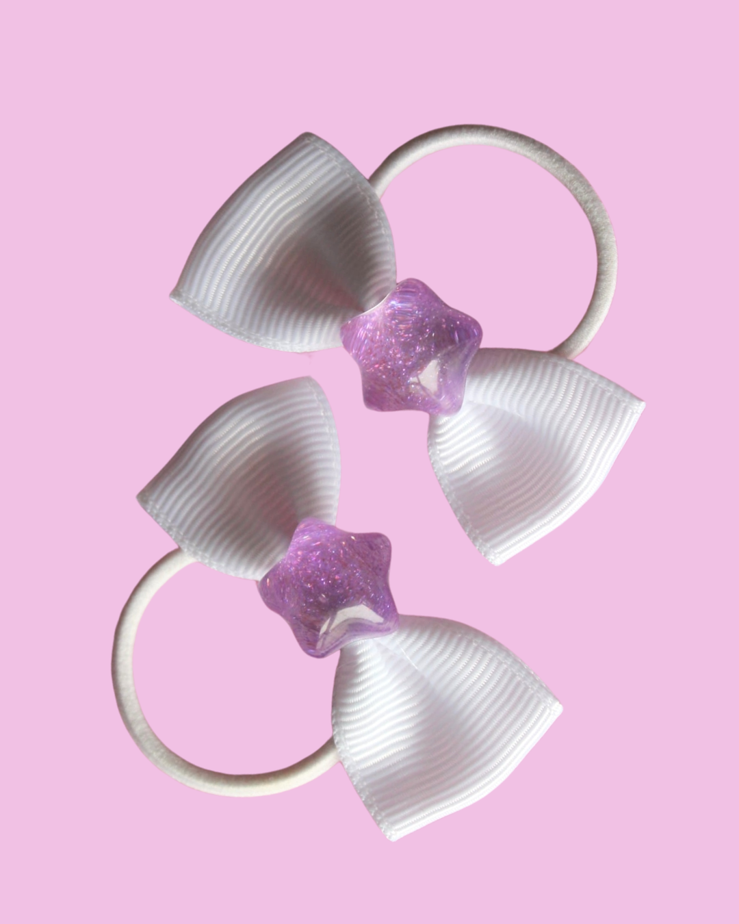 Star Struck Bow Hair Ties - Amethyst