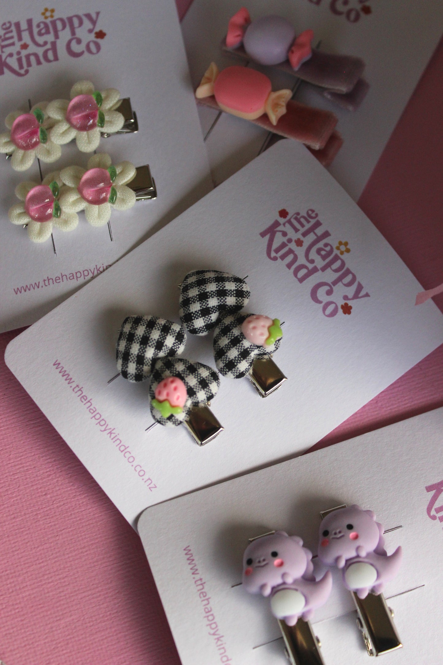 Gingham Berry Heart Stopper Clips