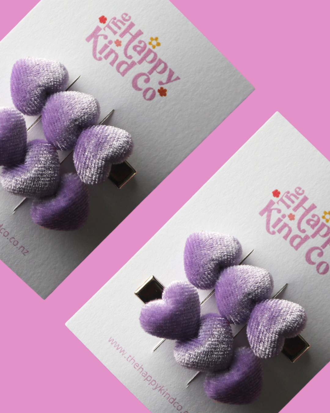 Velvet Heart Clips - Creamy Lavender