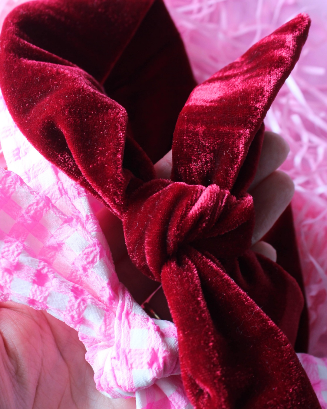 Candy Pink Gingham Tie Knot Headband