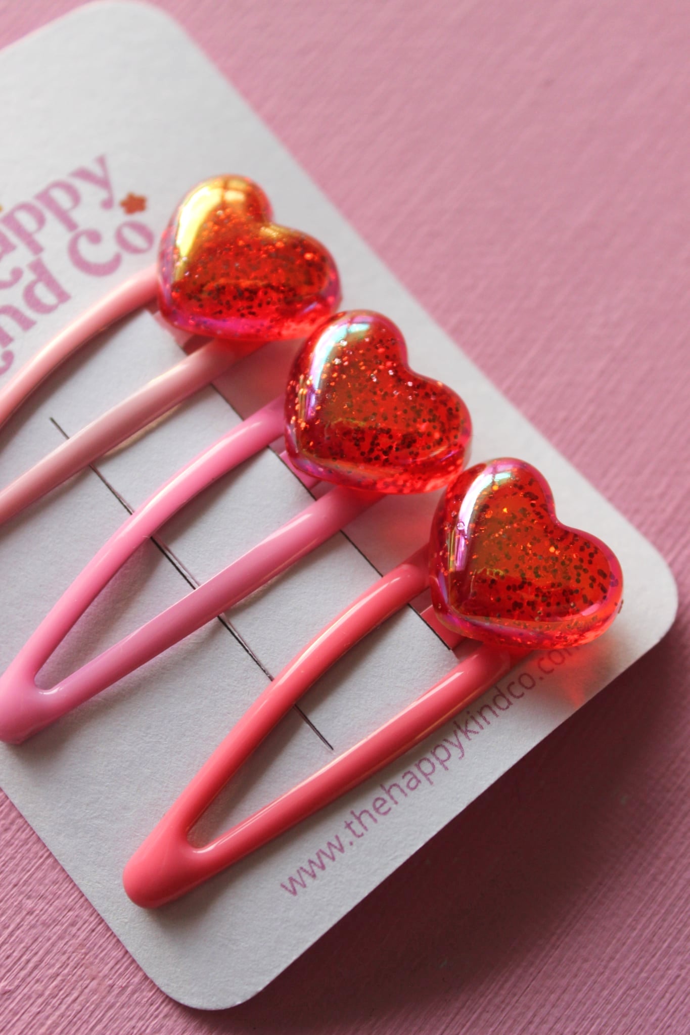 Glitter Jelly Heart Clips