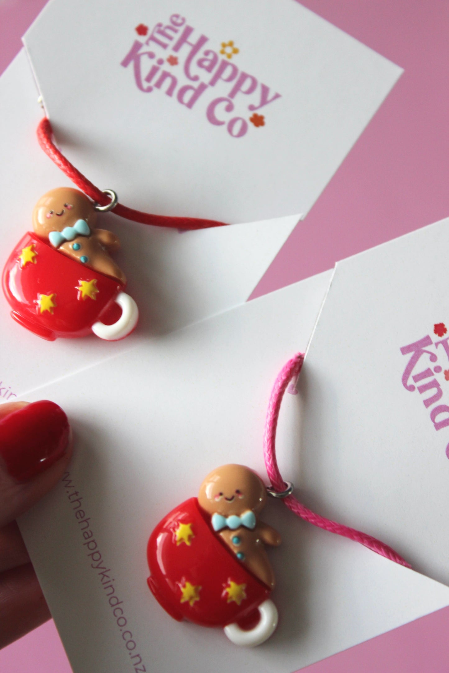 Gingerbread Latte Candy Cord Necklace - Pink
