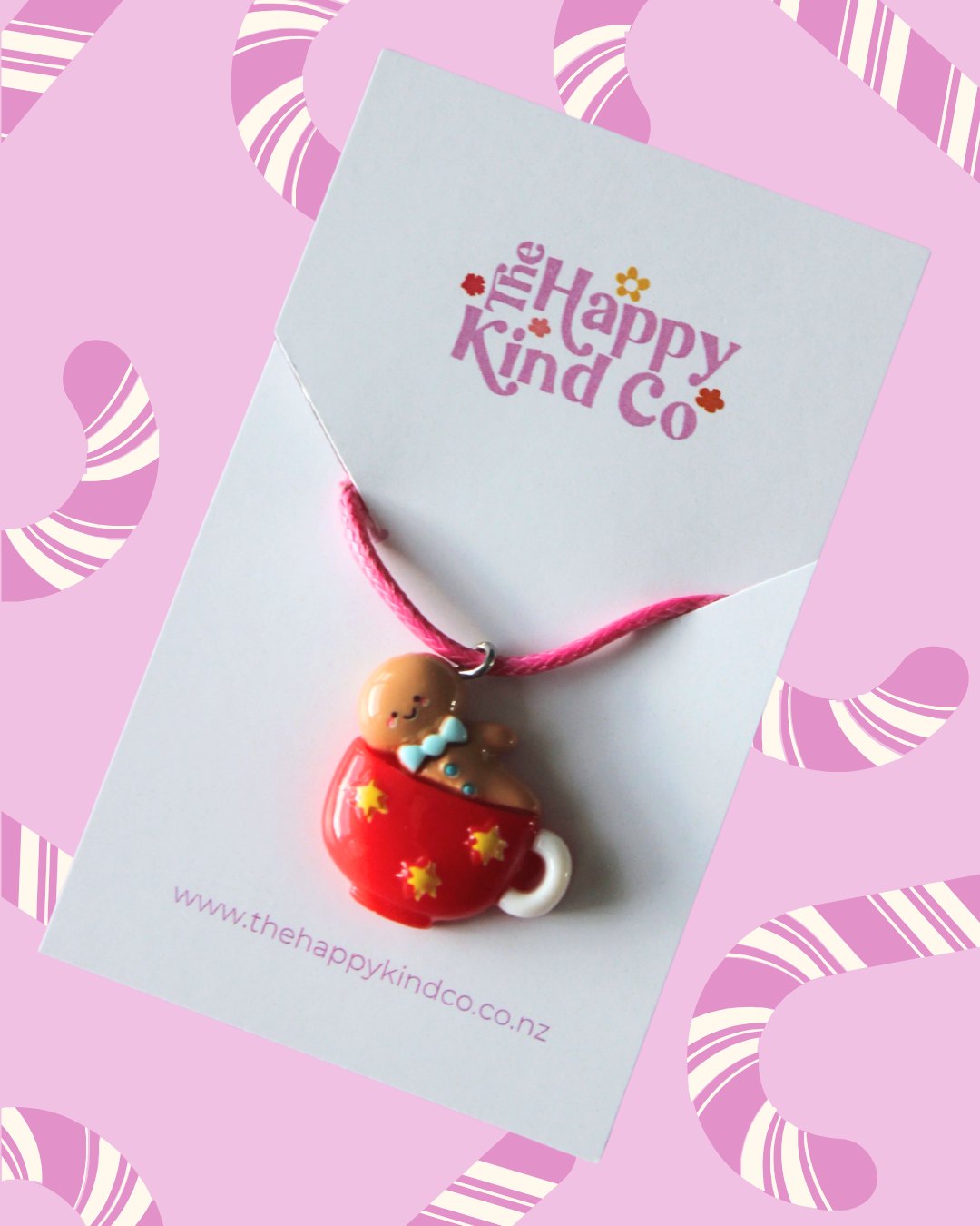 Gingerbread Latte Candy Cord Necklace - Pink