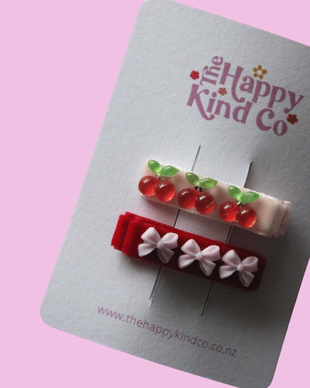 Cherry Bow Contrast Clips