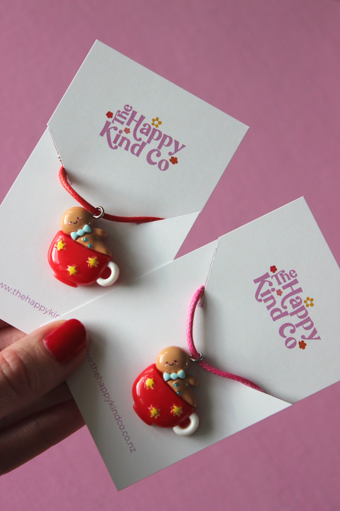Gingerbread Latte Candy Cord Necklace - Pink