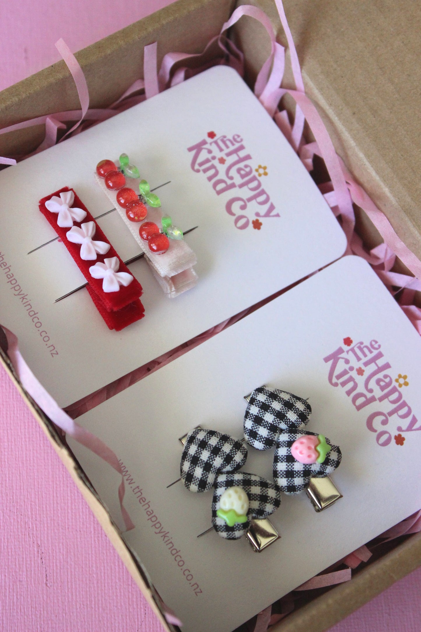 Cherry Bow Contrast Clips