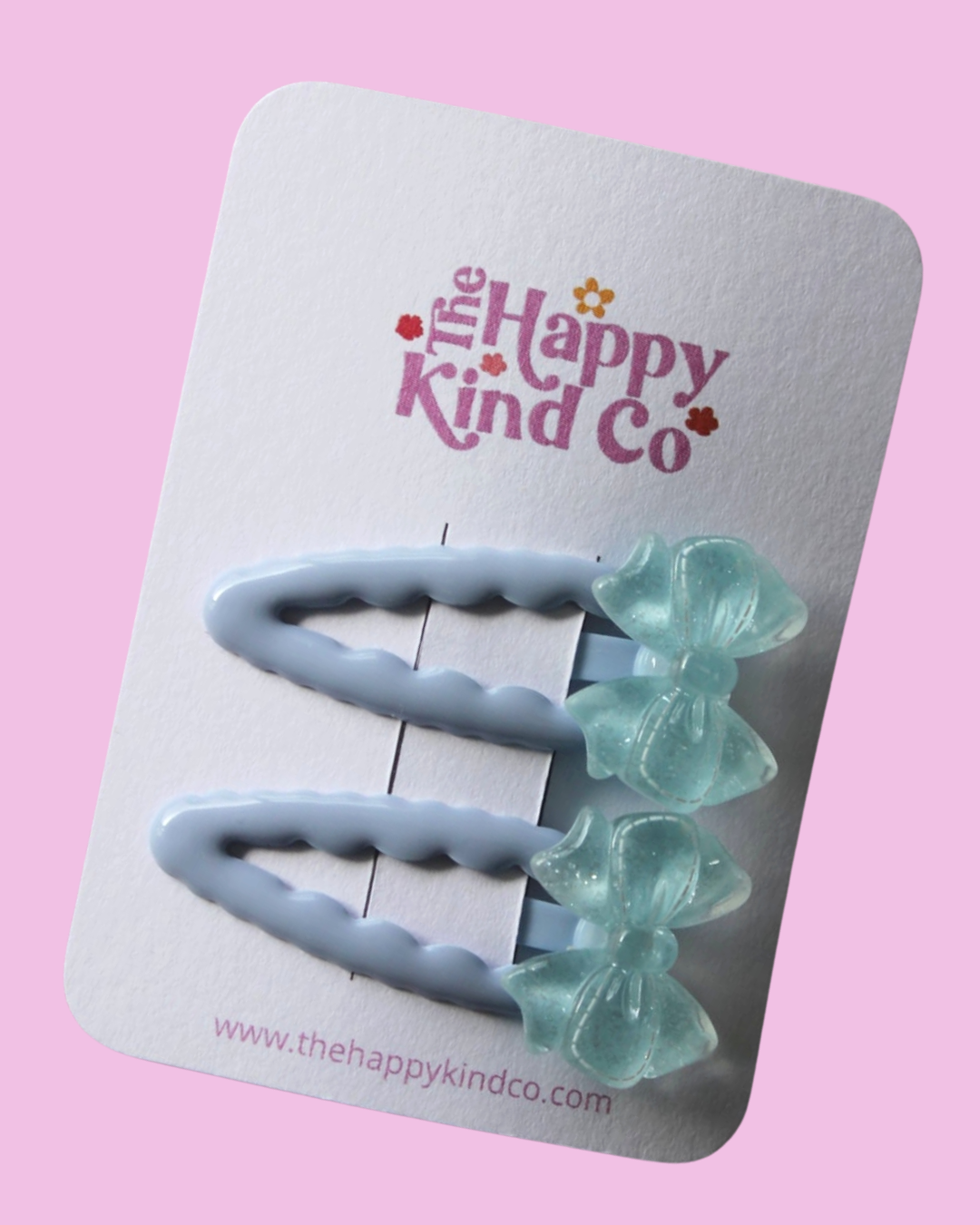 Wavy Blue Bow Clips