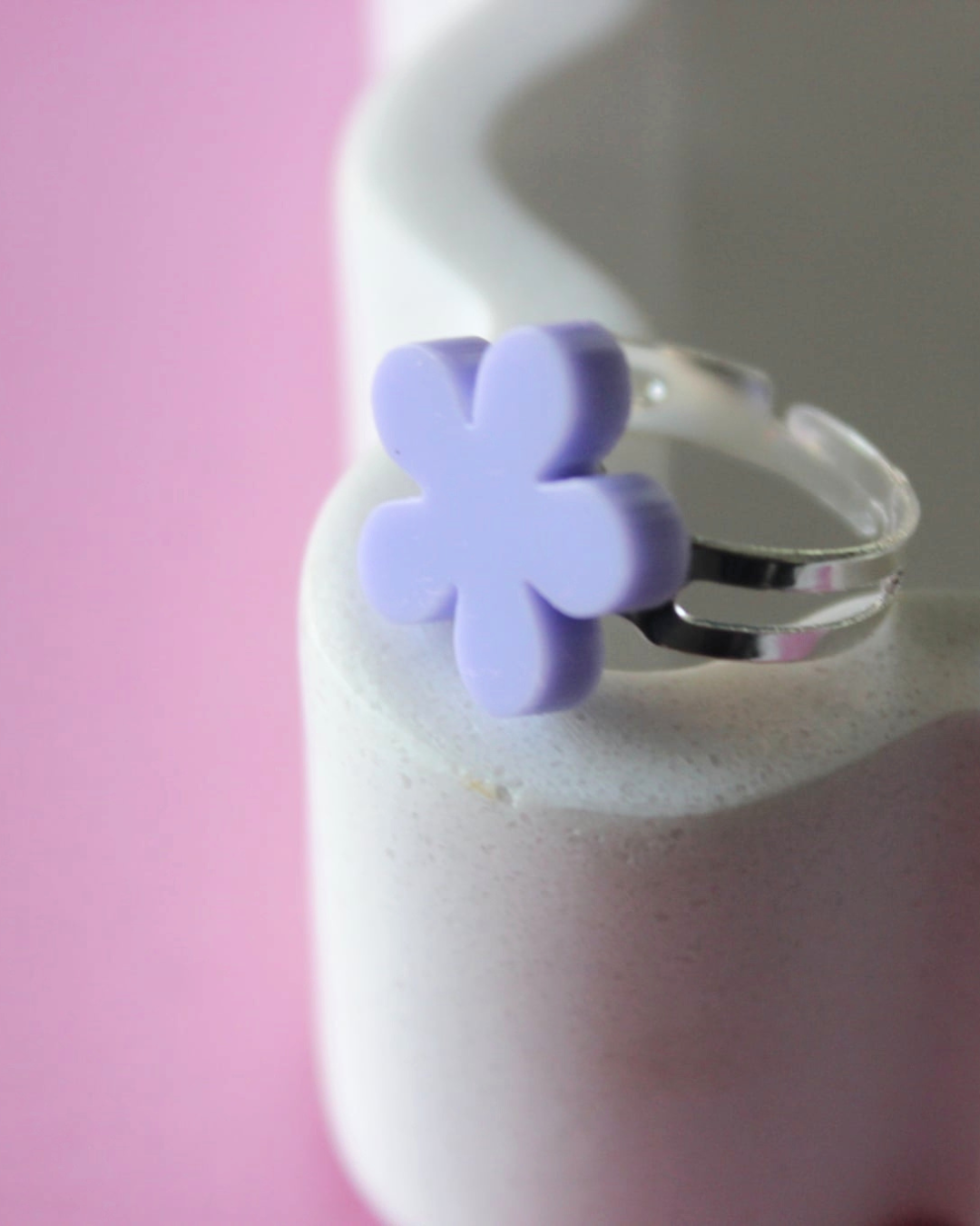 Periwinkle Flower Statement Ring