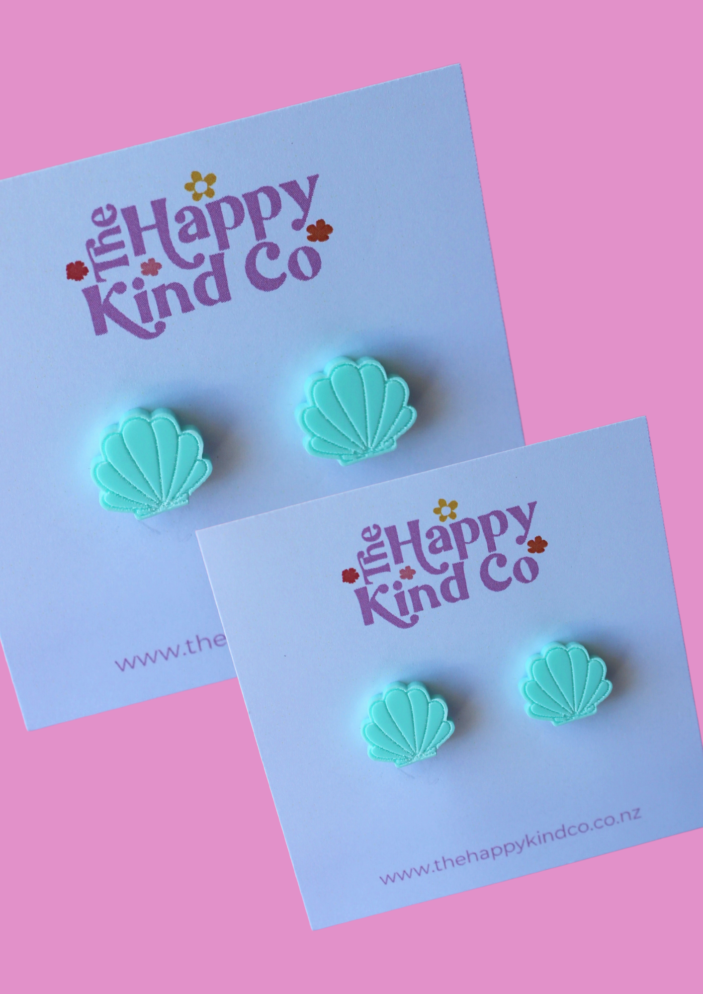 Aqua Clam Clip On Earrings