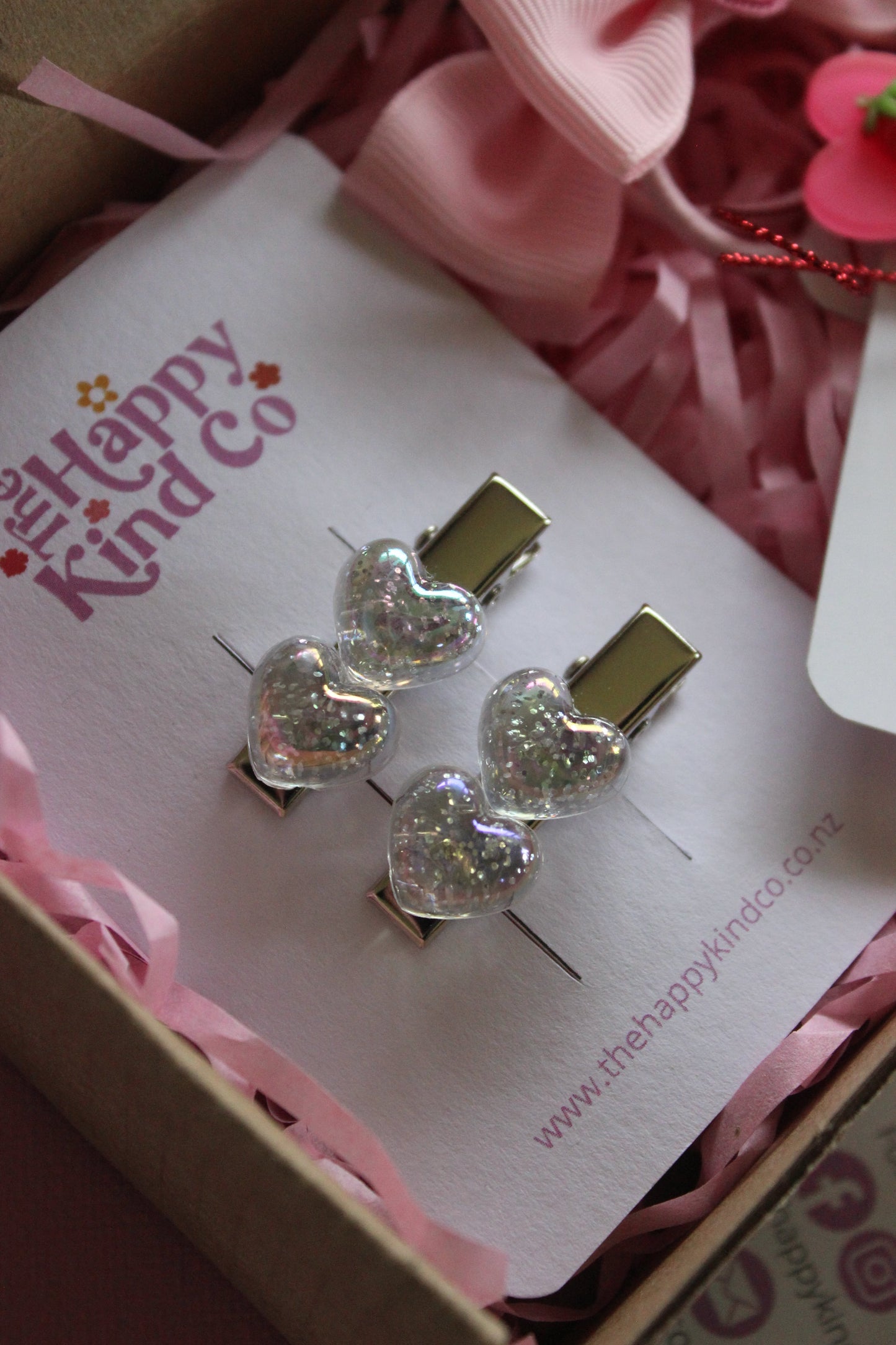 Silver Glitter Heart Stopper Clips