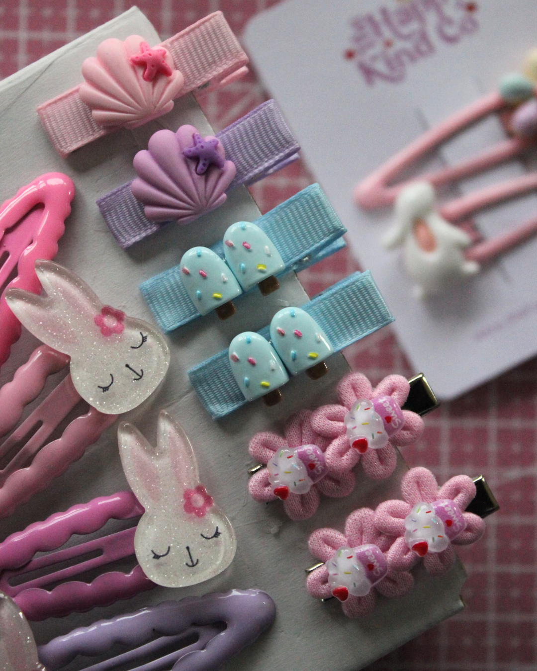 Wavy Bunny Clips - Berry Rush