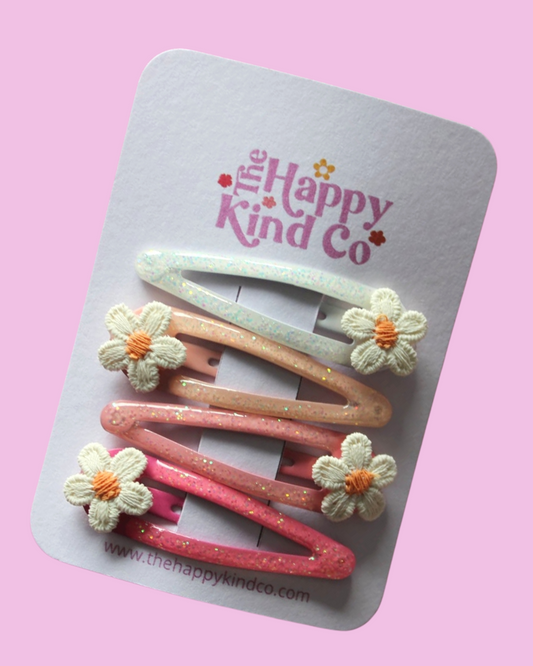 Glitter Daisy Combo Clips - Girl Power