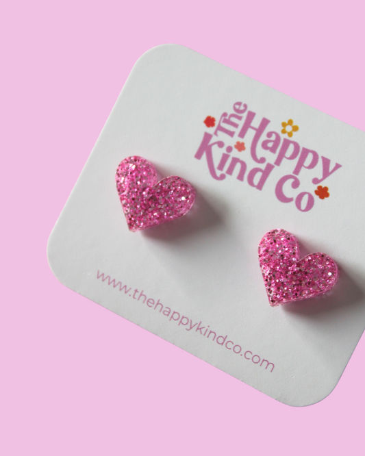 Glitter Heart Earrings