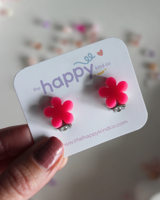 Pink Pop Daisy Clip-On Earrings