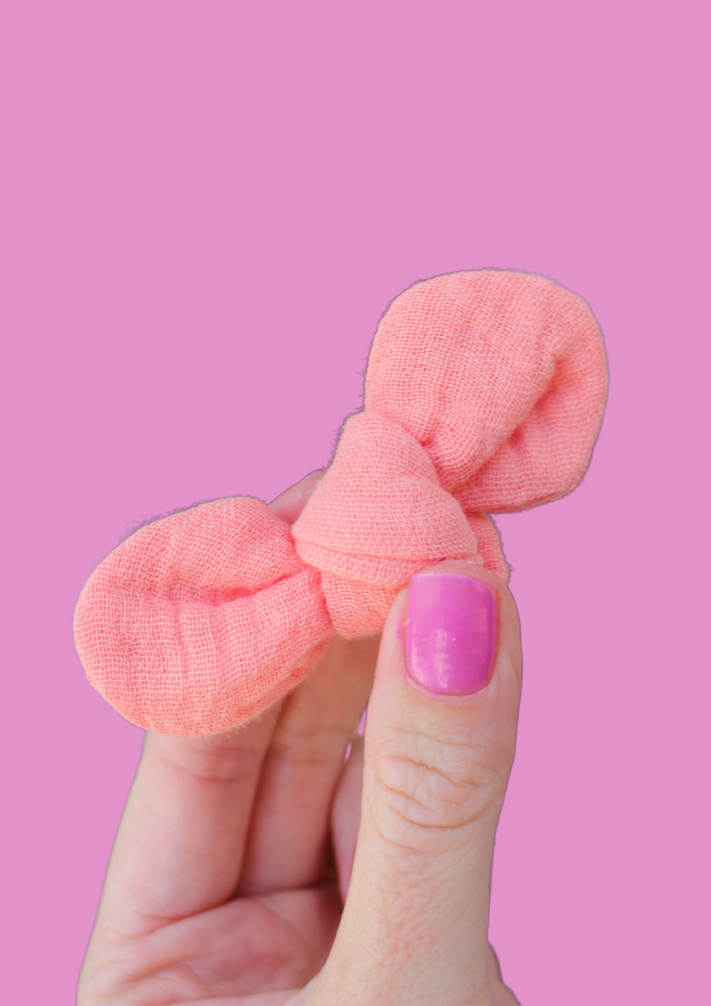 Oh-so Peachy Muslin Petite Twist Bow