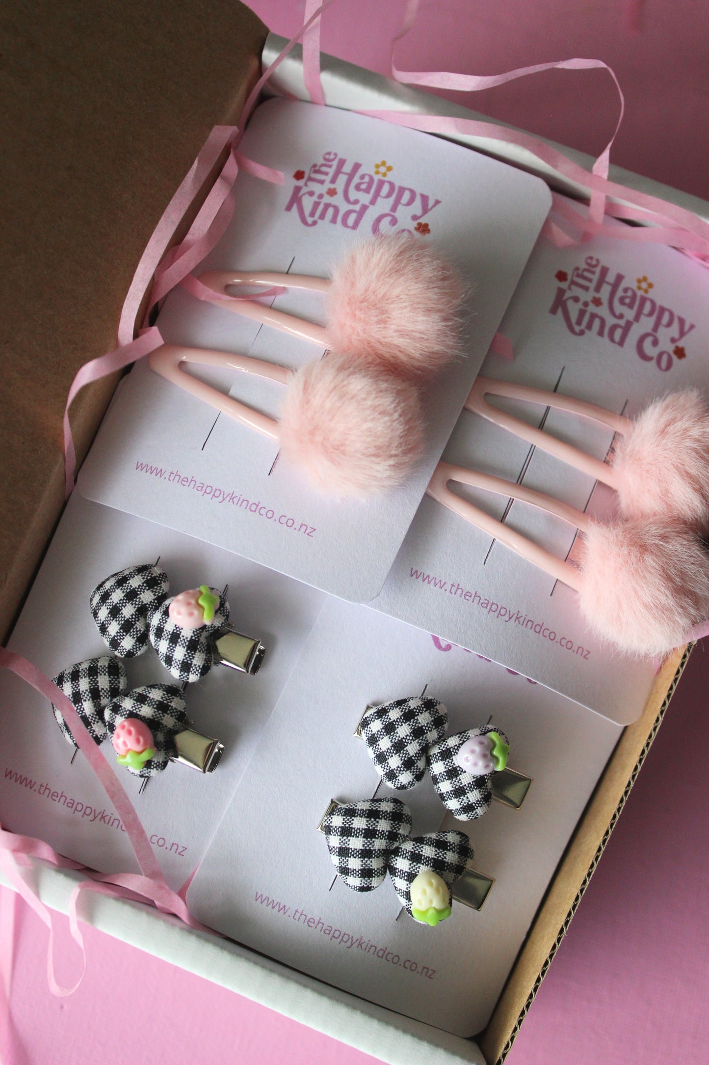 Gingham Berry Heart Stopper Clips