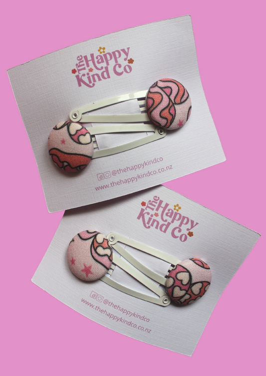 Cute As A Button Groovy Butterfly Heart Button Clips