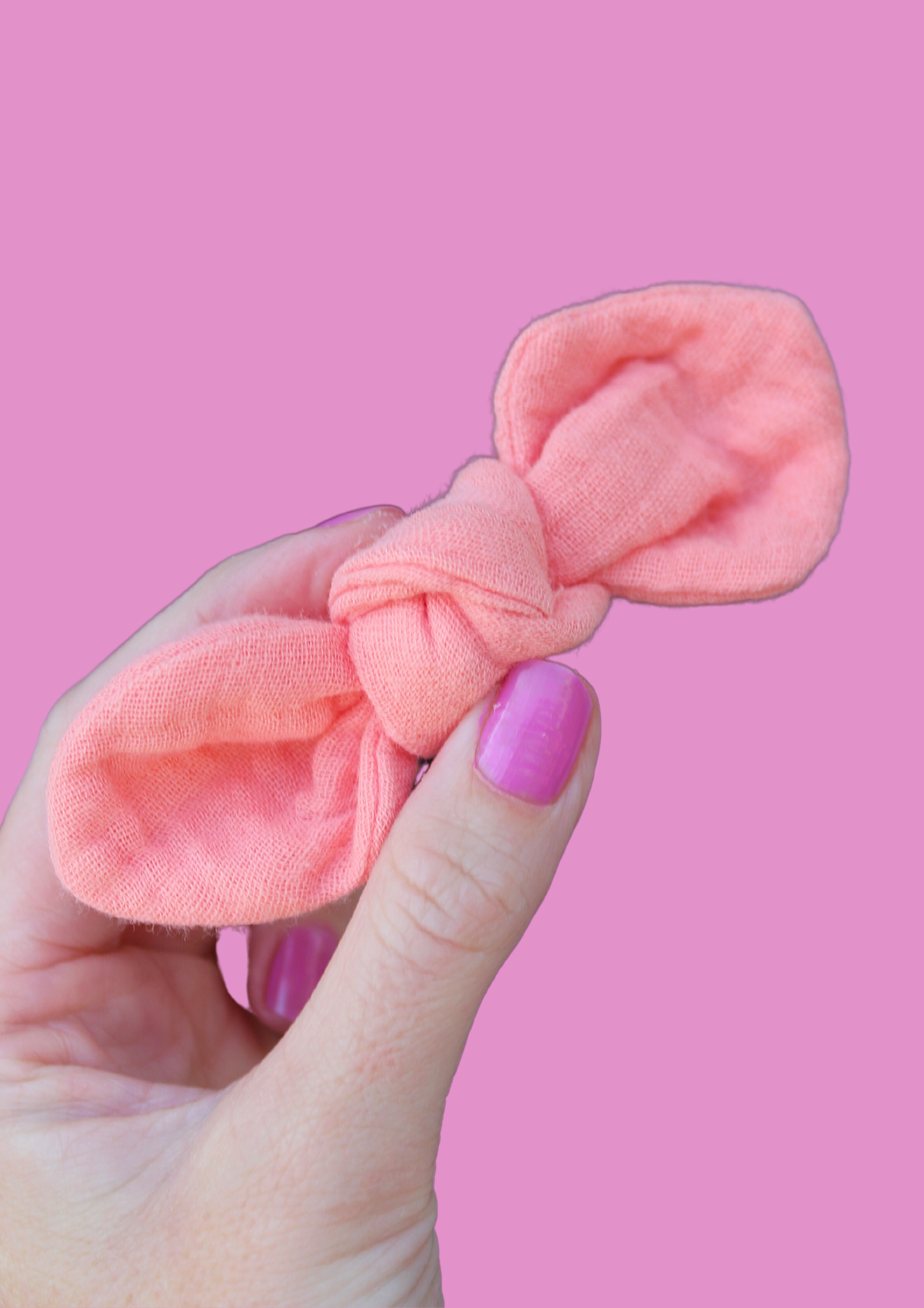 Oh-so Peachy Muslin Twist Bow