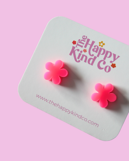Candy Pink Flower Earrings