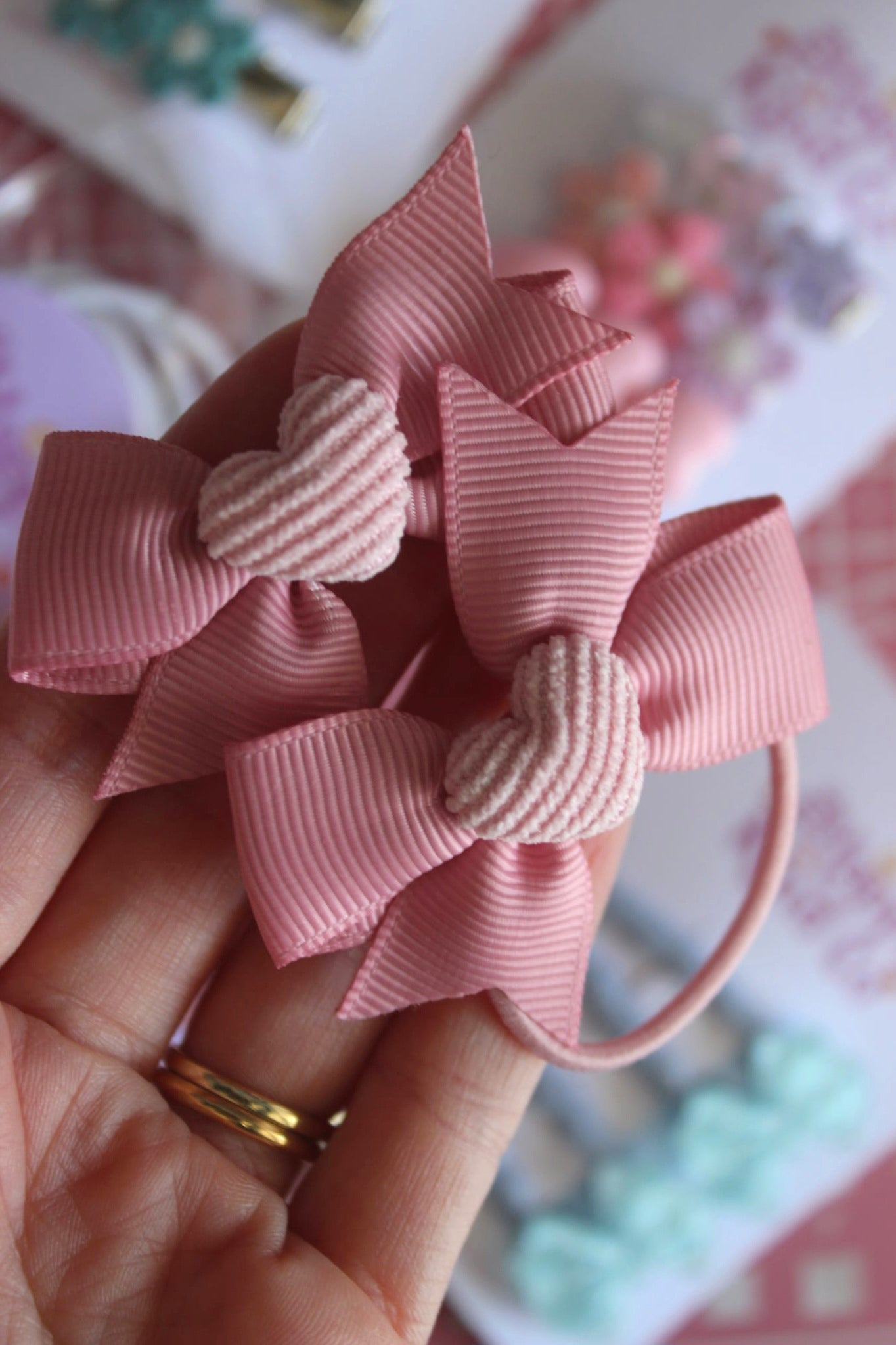 Blush Crush Bow Hair Ties