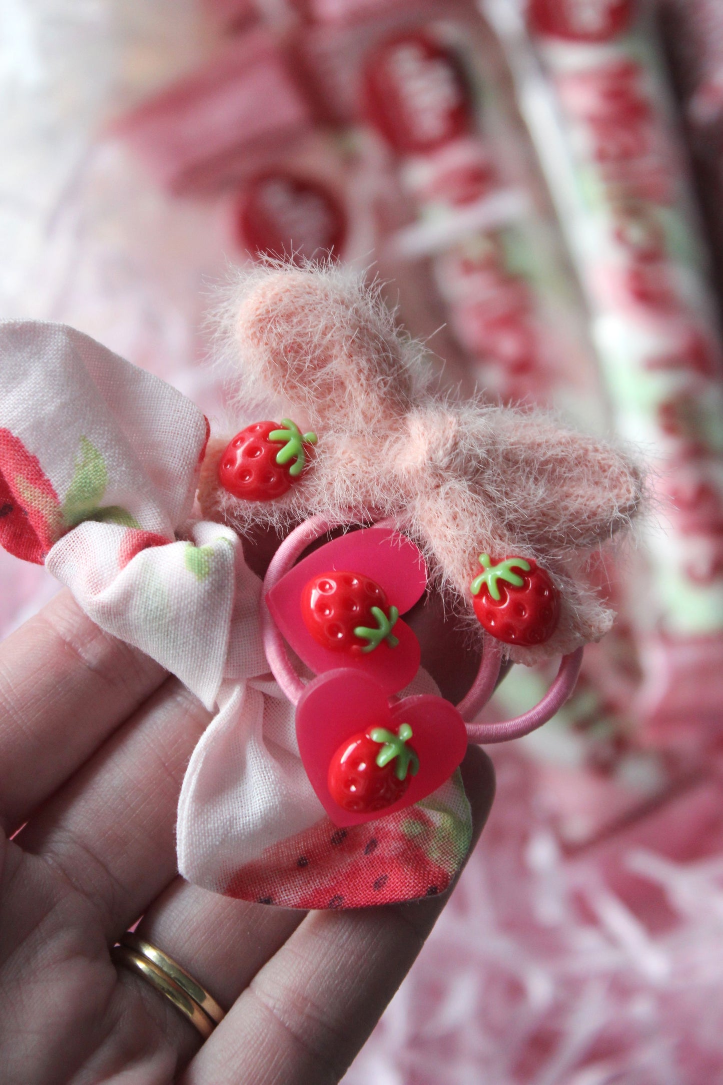 Berry Sweet Bobble Hair Ties - Pink