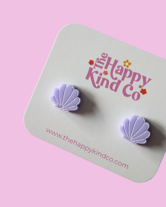 Purple Clam Earrings