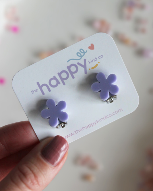 Lilac Daisy Clip-On Earrings