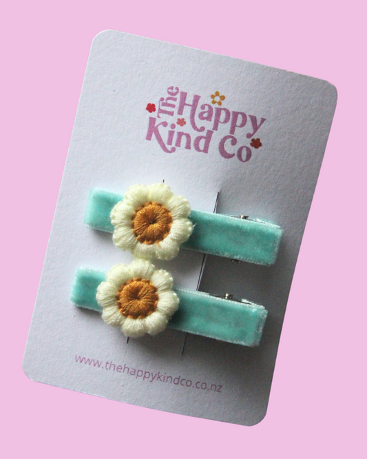 Retro Velvet Flora Clips