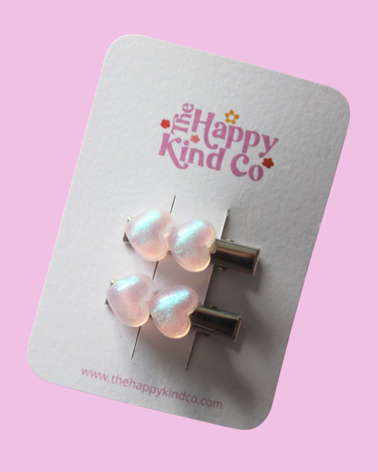 Pearlescent Heart Stopper Toddler Clips Pink