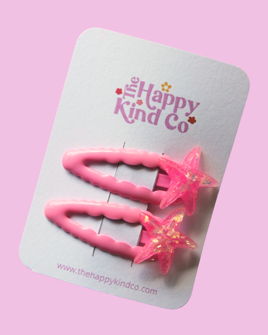 Candy Pink Starfish Clips