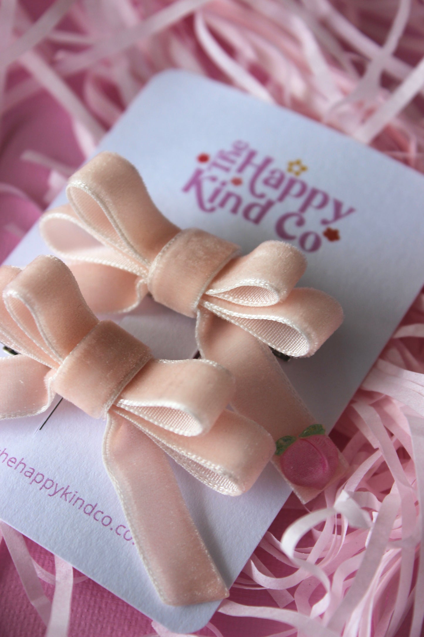 Peachy Ribbon Pigtail Bow Clips