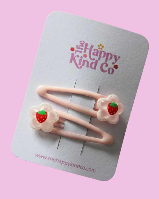 Sugared Strawberry Clips Light Pink