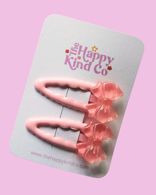 Peachy Pink Bow Clips