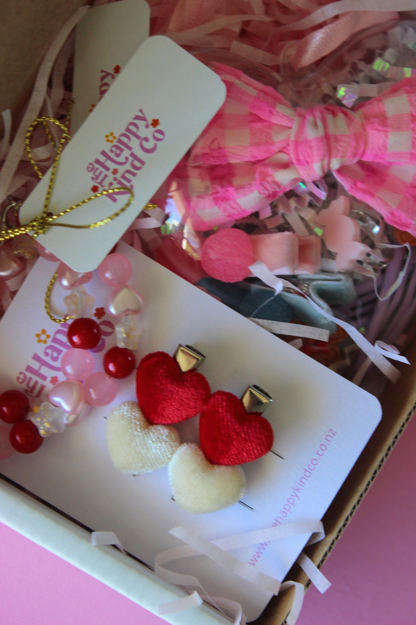 Petite Velvet Heart Clips - Candy Cane