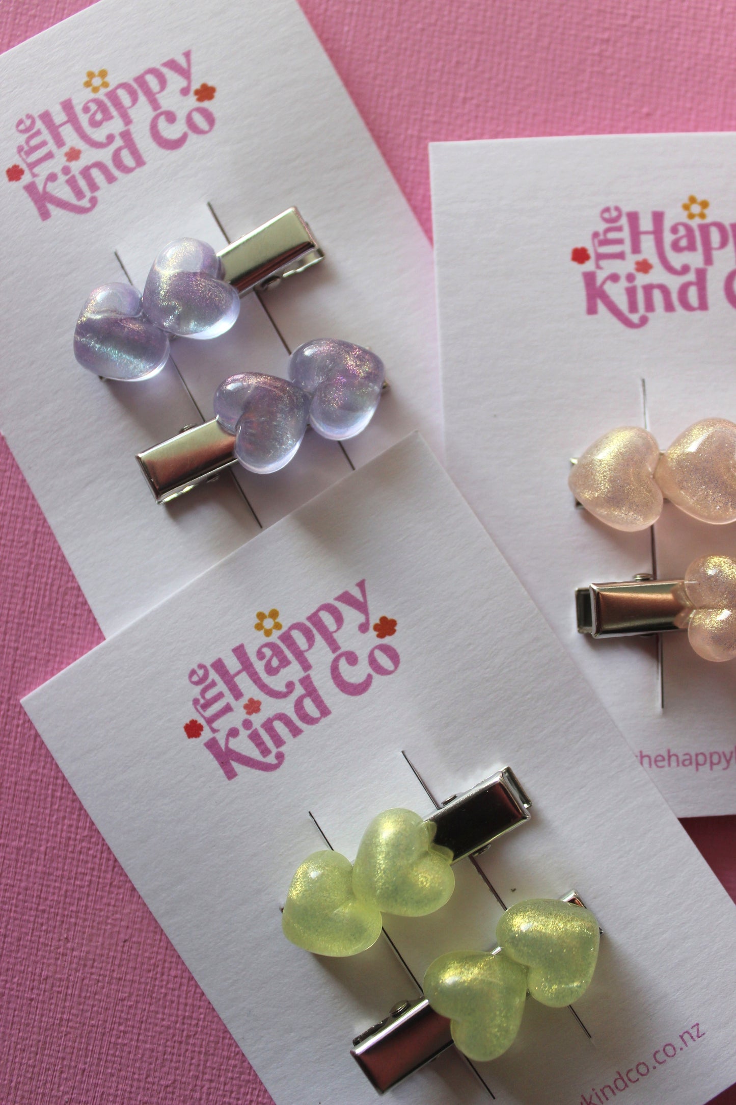 Pearlescent Heart Stopper Toddler Clips Lilac
