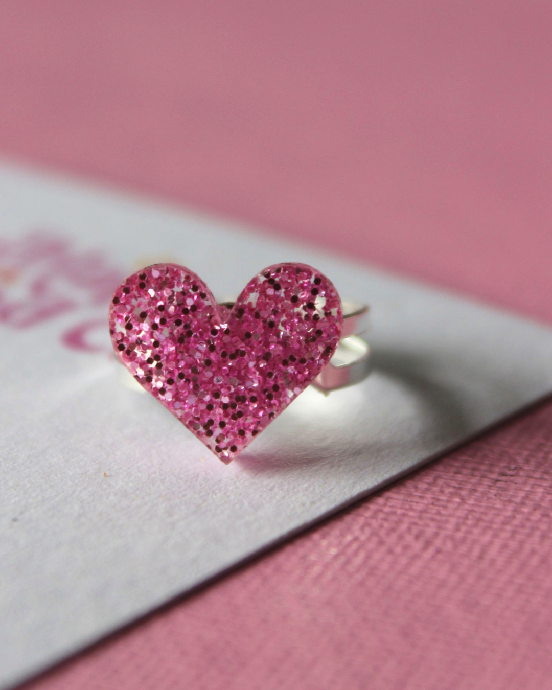 Glitter Heart Statement Ring