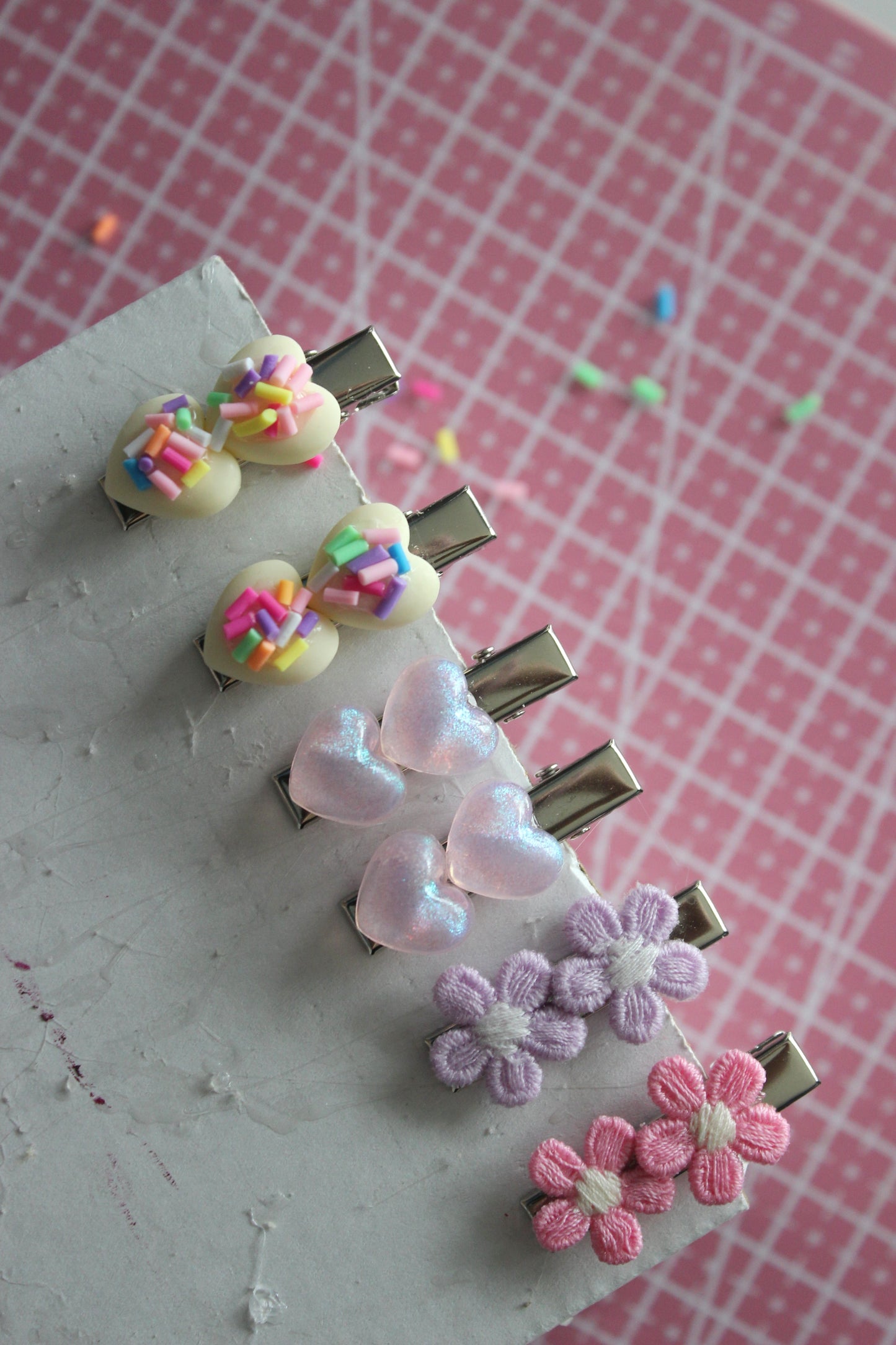 Heart Stopper Toddler Clips - Sprinkle Frosting