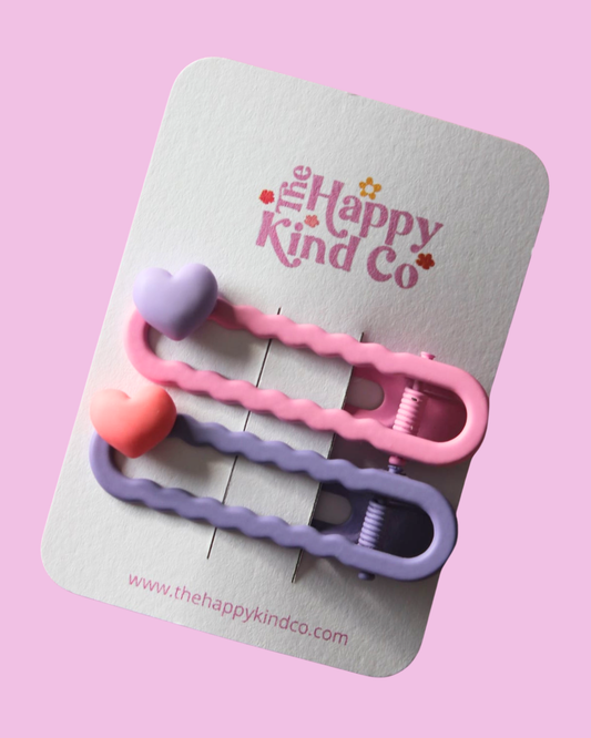 Wavy Heart Bubblegum Clips