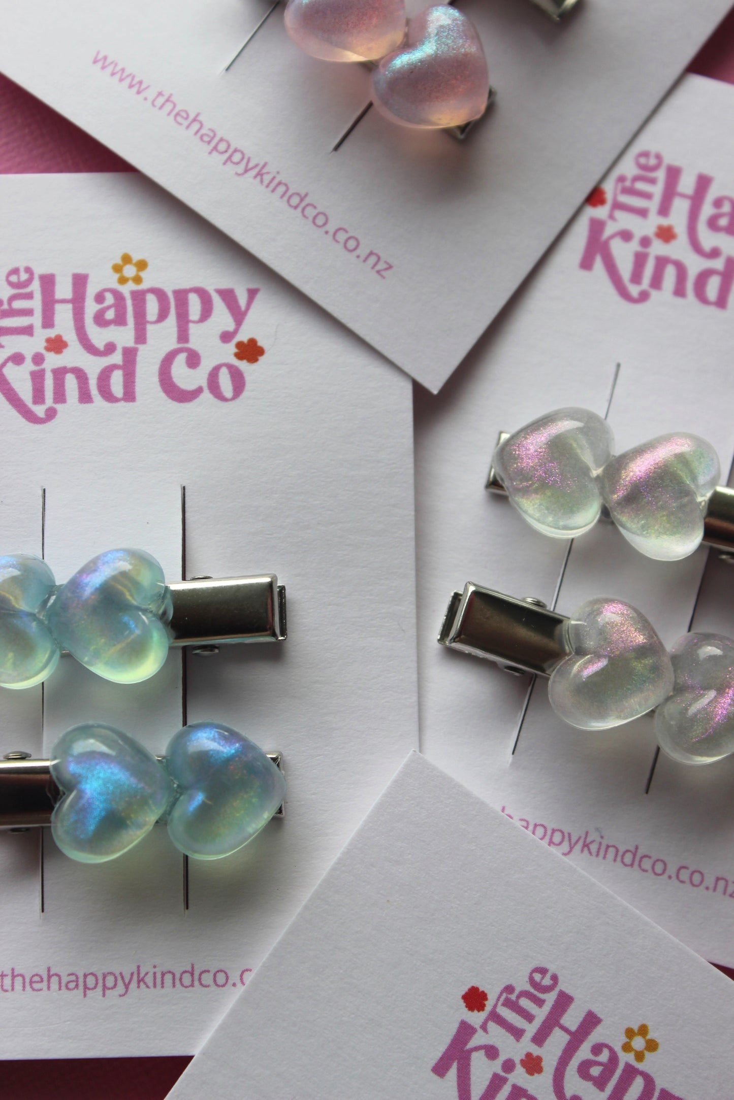 Pearlescent Heart Stopper Toddler Clips Blue