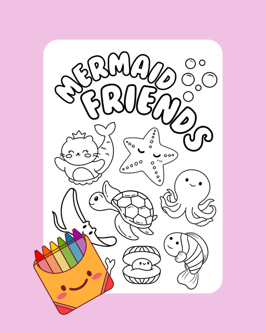 Mermaid Friends Colouring Page