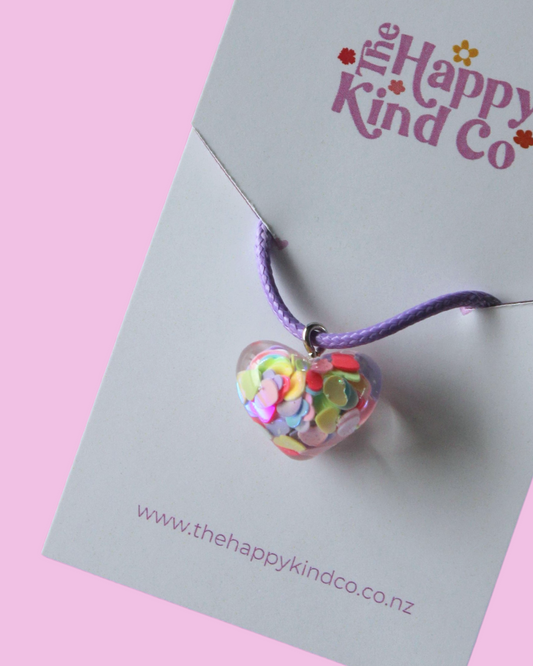 Confetti Heart Candy Cord Necklace