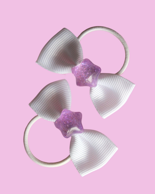 Star Struck Bow Hair Ties - Amethyst