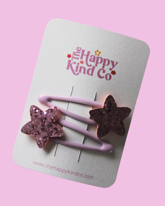 Glitzy Star Clips - Lilac
