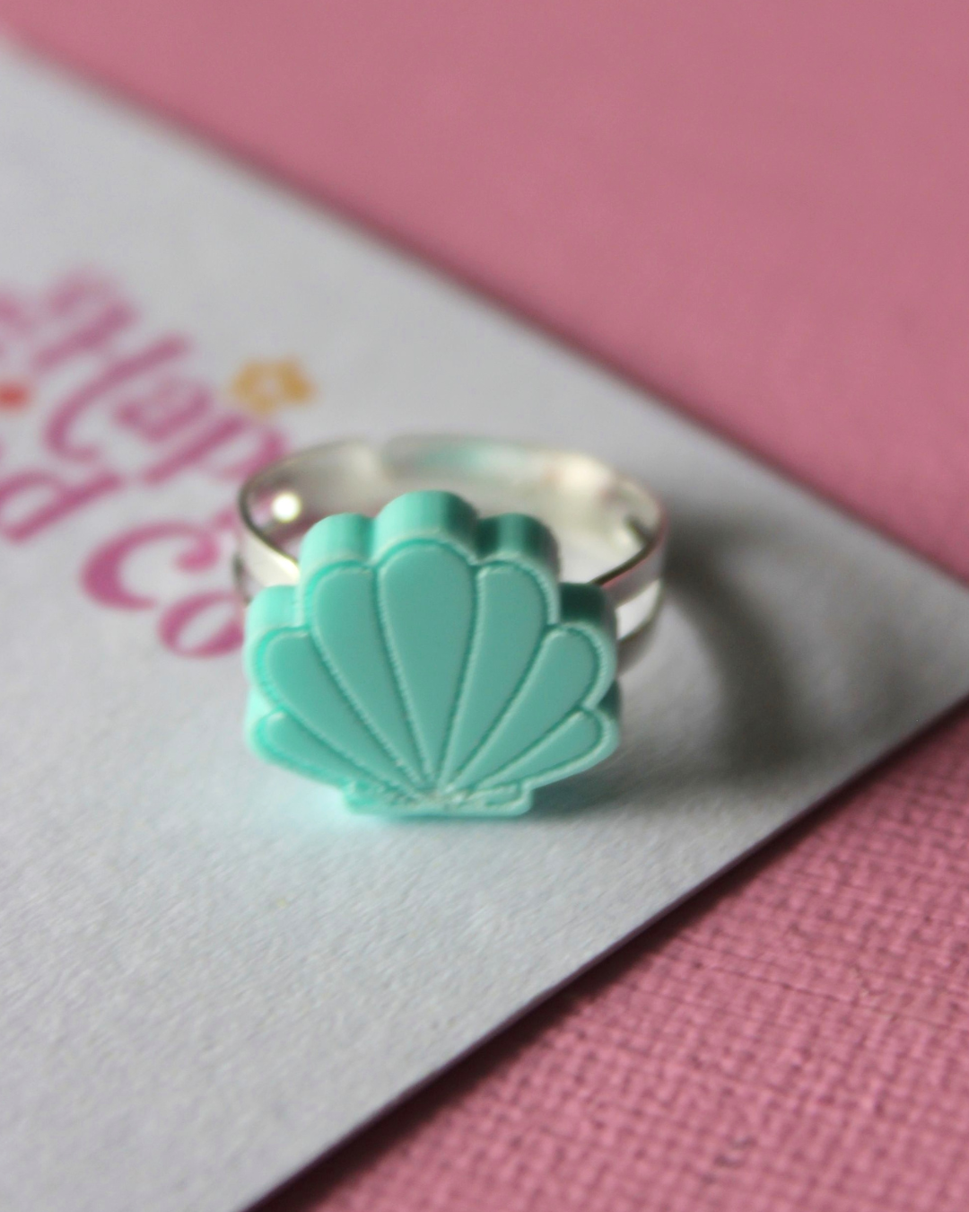 Aqua Shell Statement Ring